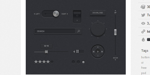 Dark UI PSD kit