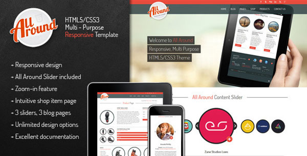 All Around - Responsive Rounded HTML5/CSS3 Theme