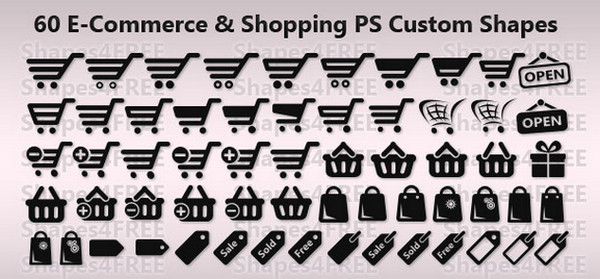 60 Shopping and E-Commerce Photoshop Shapes