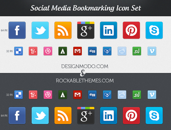 Social Media Icon Set (CSS3 & PNG)