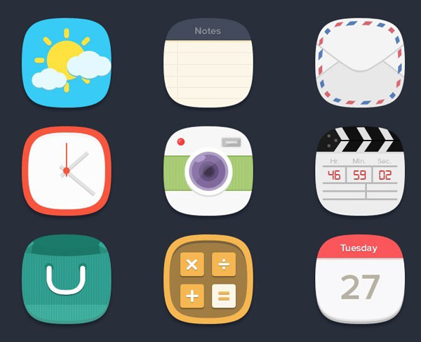 Rounded flat app icons