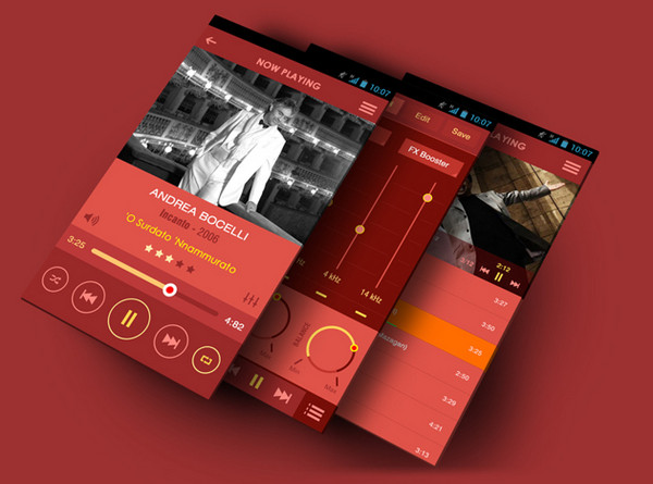 Flat Mobile App Music Player by Yasser Achachi