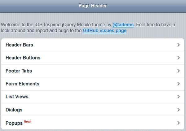 iOS-Inspired Theme for jQuery Mobile
