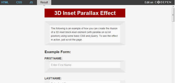 3D Inset Parallax Effect