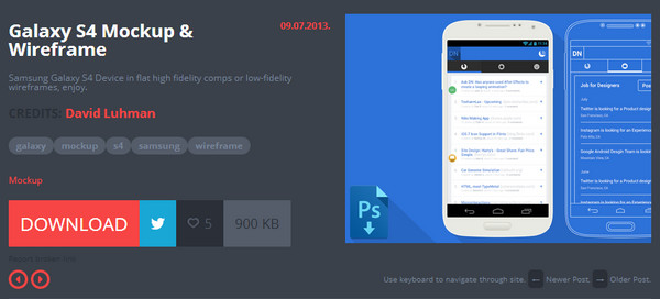 Galaxy S4 Mockup & Wireframe