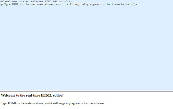 Real-time HTML editor
