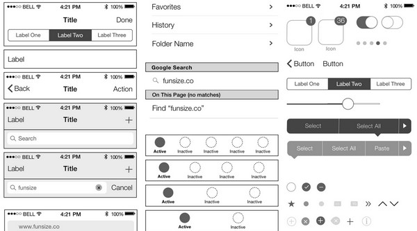 iPhone iOS7 Wireframe Kit