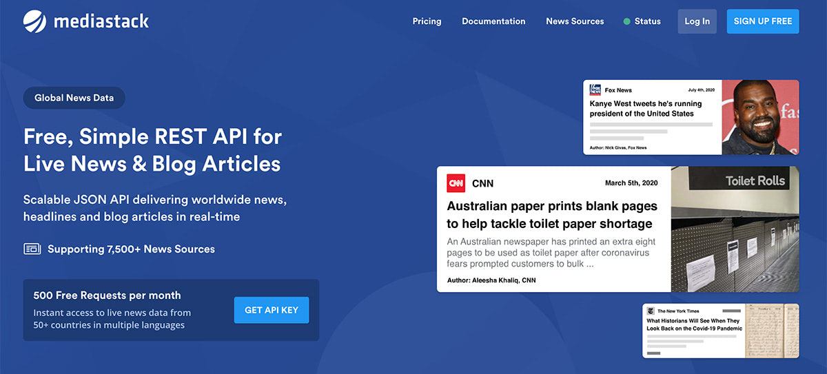 Mediastack API is a New Source for News