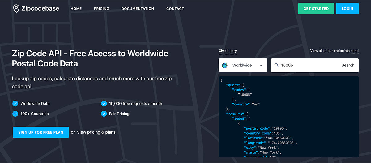 Zip Code Base - Free API for Postal Code Data